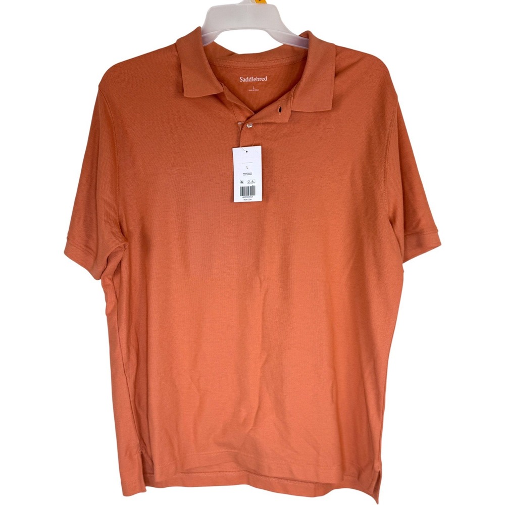 Saddlebred Mens Orange Short Sleeve Polo Shirt Size Large‎ Casual New With Tags